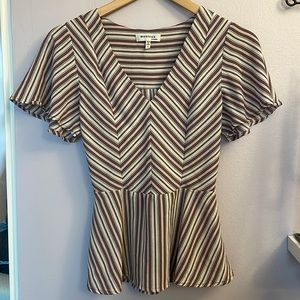 🛍️ 5 for $25 🛍️ Adorable striped office work peplum top